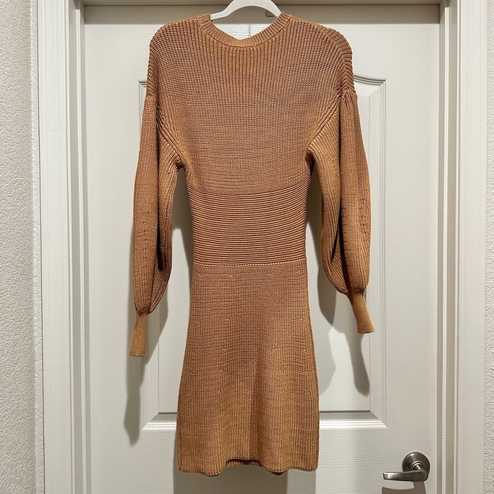 STAUD Marylebone Sweater Dress in Camel - Picture 7 of 14